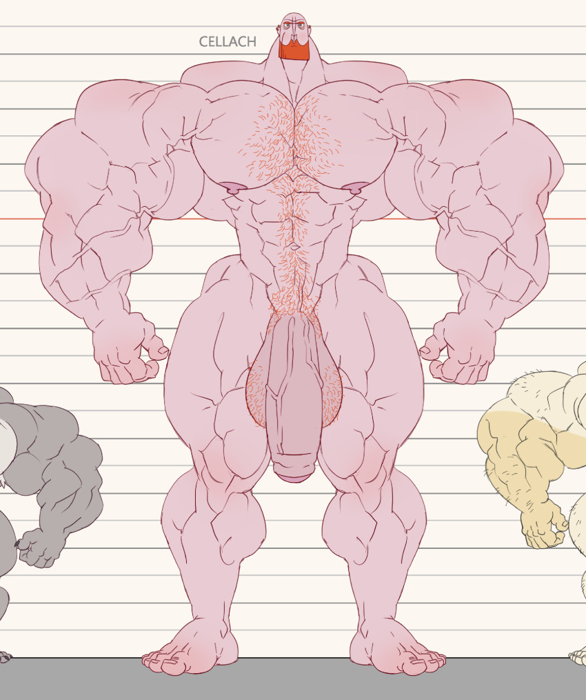 abbot_cellach balls bara barefoot beard big_muscles big_penis body_hair facial_hair feet flaccid height_chart human hyper_muscles male male_only muscles muscular nude penis remert solo solo_male standing the_secret_of_kells