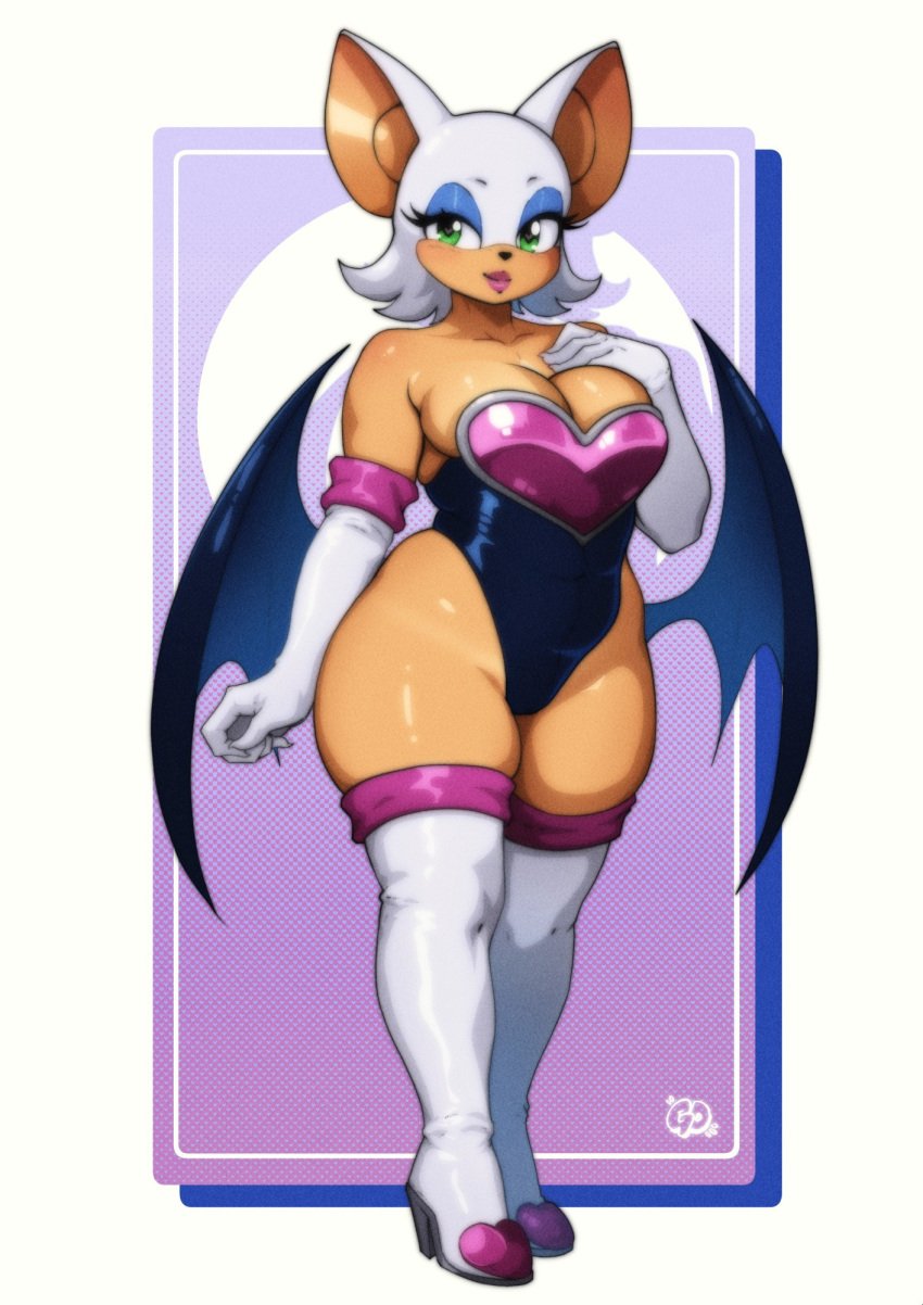 elbow_gloves female furry gravydood leotard rouge_the_bat sonic_(series) sonic_the_hedgehog_(series) thigh_boots wings