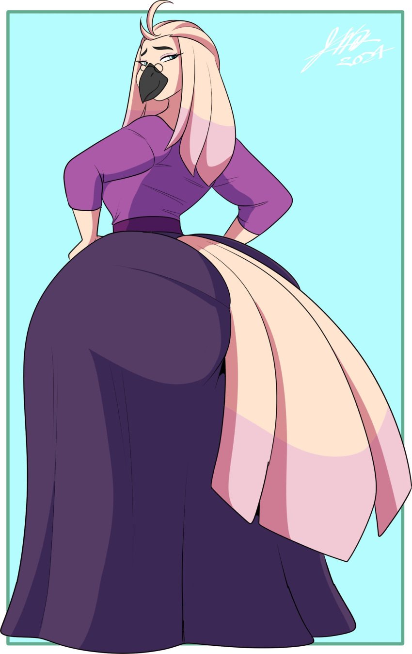 anthro artjwink ass_focus avian big_ass big_breasts breasts bubble_butt furry headmistress_(jwinkz) huge_ass jwinkz thick_thighs wide_hips