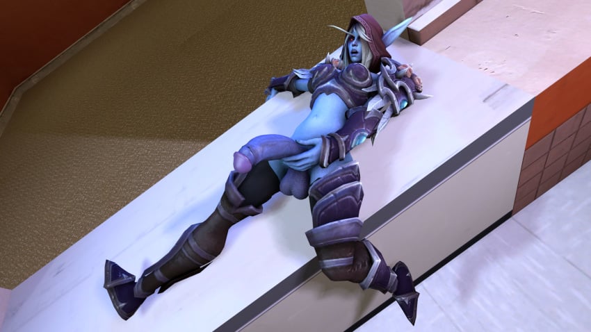 3d armor armored_boots flaccid futa_only futanari heroes_of_the_storm intersex on_back penis rebelman source_filmmaker sylvanas_windrunner thigh_boots world_of_warcraft