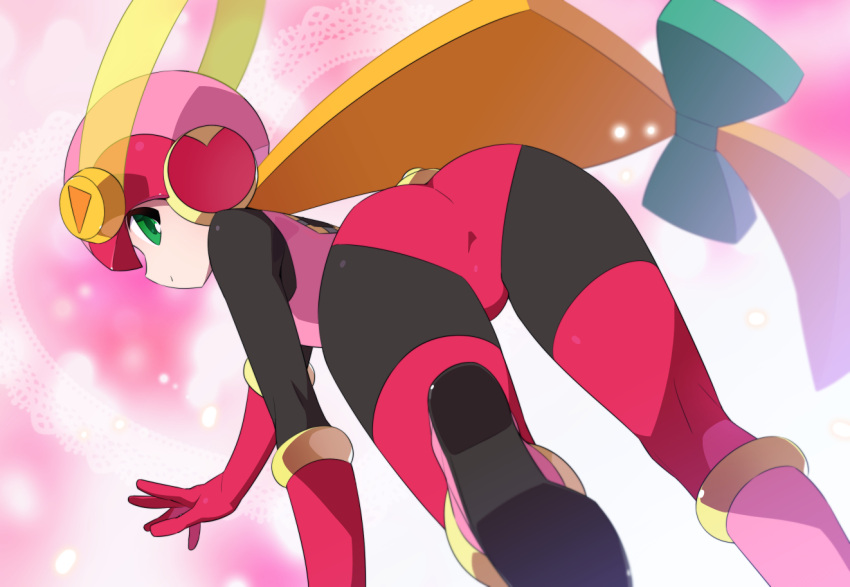 ass ass_focus back capcom curvy kaidou_zx looking_at_viewer looking_back mega_man mega_man_battle_network net_navi presenting presenting_ass presenting_hindquarters rear_view roll.exe stockings thighs viewed_from_below