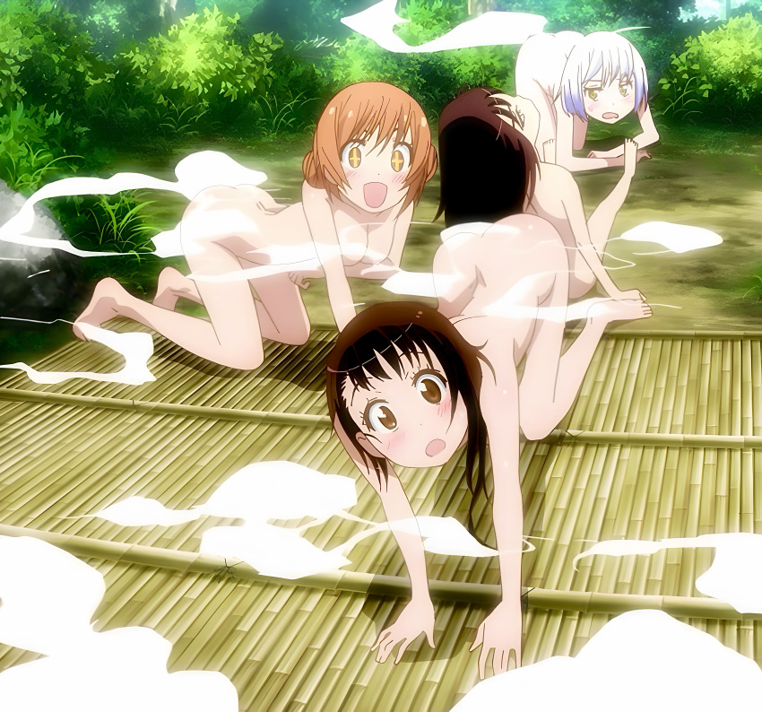 3girls female female_only looking_at_viewer miyamoto_ruri multiple_girls naked naked_female nisekoi onodera_kosaki paula_mccoy smoke tachibana_marika