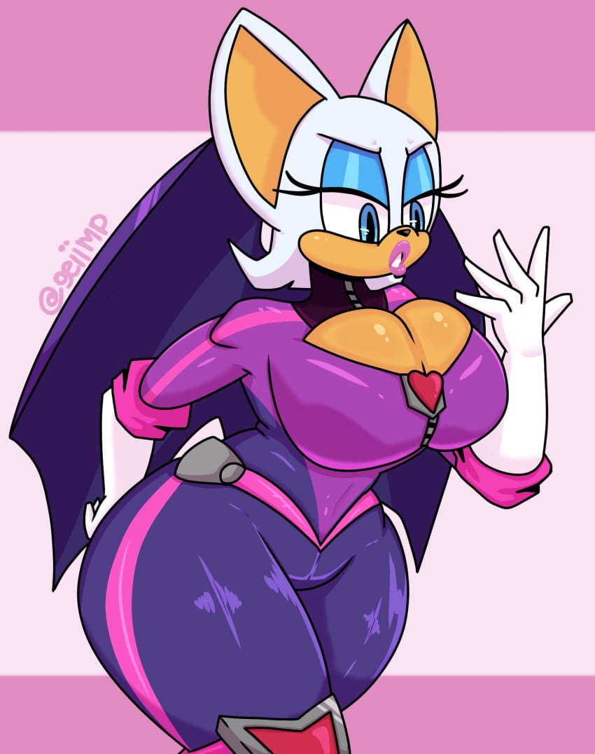 big_ass big_breasts boob_window casual casual_nudity clothed female female_only geiimp jpeg netflix no_bra rouge_the_bat rouge_the_bat_(prime) sonic_(series) sonic_prime