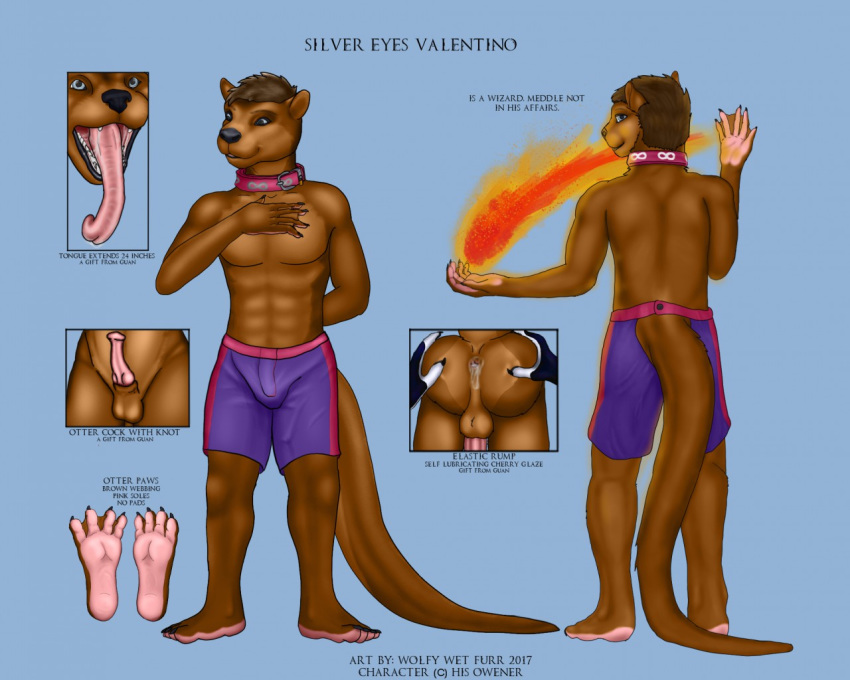 animal_genitalia anthro ass balls digital_media_(artwork) erection fur hair infinite_devotee knot male male_only mammal mustelid open_mouth otter paws penis silvereyes_valentino smile toes tongue tongue_out wolfywetfurr_(artist)