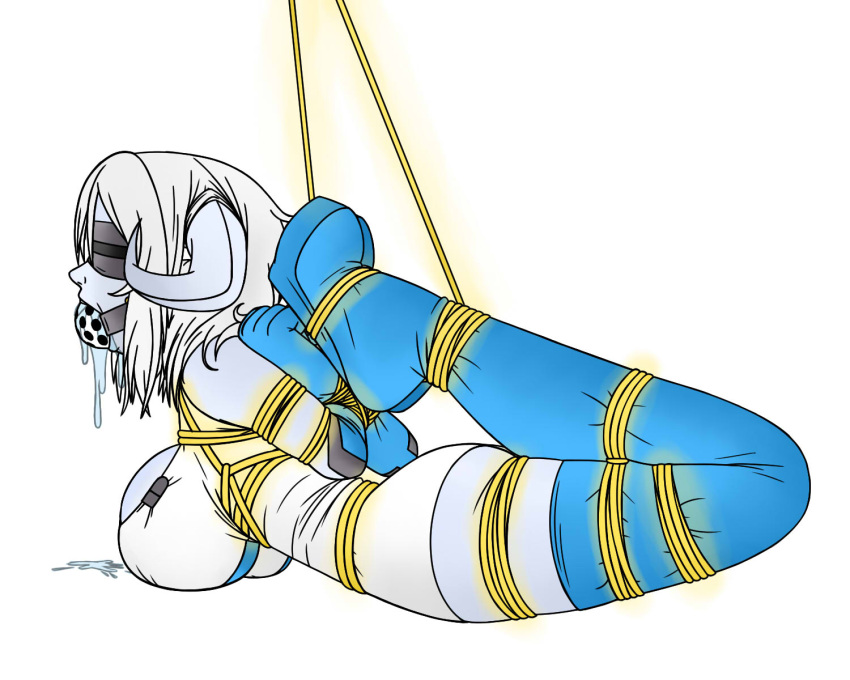 arms_behind_back arms_tied arms_tied_behind_back blindfold bondage celeste_luvendass drool drool_string drooling female female_only hogtie horns huniepop legs_tied legs_tied_together legs_together mistress-jasmine raver1357 solo third-party_edit whiffle_gag