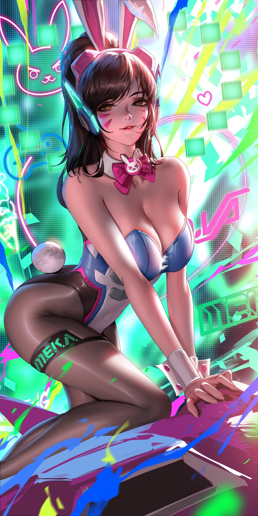 1:2 1girls all_fours asian big_breasts blizzard_entertainment brown_eyes brown_hair bunny_ears bunny_suit bunny_tail bunnysuit cleavage d.va detached_collar fake_animal_ears female female_only headgear korean_female large_breasts leotard liang_xing meka on_knees overwatch overwatch_2 pantyhose solo source_request strapless strapless_leotard tagme very_high_resolution wrist_cuffs