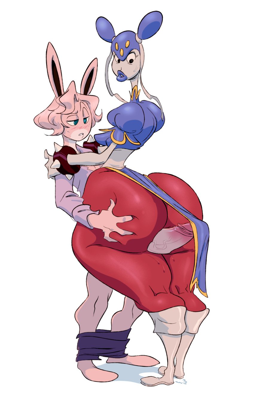 1boy 1girls 2017 4_fingers alternate_color anthro anthrofied ass ass_grab big_ass big_penis blue_eyes blush bottomless bracelet breasts capcom chun-li clothed clothing cosplay digital_media_(artwork) duo erection female footwear fully_clothed furry hair half-closed_eyes hand_on_ass huge_ass huge_penis interspecies jewelry looking_back male medicham nintendo original_character penis pink_hair pokémon_(species) pokémorph pokemon pokemon_rgby pokemon_rse rear_view sex shiny_pokemon shoes simple_background slb spiked_bracelet spikes standing street_fighter sweat thick_thighs thigh_sex veins veiny_penis video_games white_background wide_hips wigglytuff