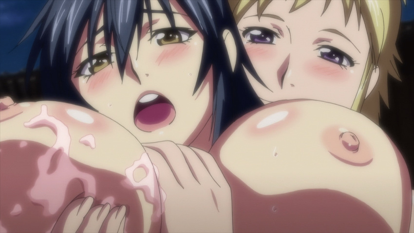 2girls animated areolae bath bathhouse blonde_hair blue_hair blush bouncing_breasts breast_fondle breast_hold breast_lift breast_rub breasts erect_nipples fidgeting groping heavy_breathing hoods_entertainment huge_breasts kaede_(manyuu_hikenchou) kaneko_hiraku large_nipples lotion manyuu_chifusa manyuu_hikenchou massage molestation multiple_girls nipple_rub nipples open_mouth orgasm purple_eyes restrained screencap sweat yellow_eyes yuri