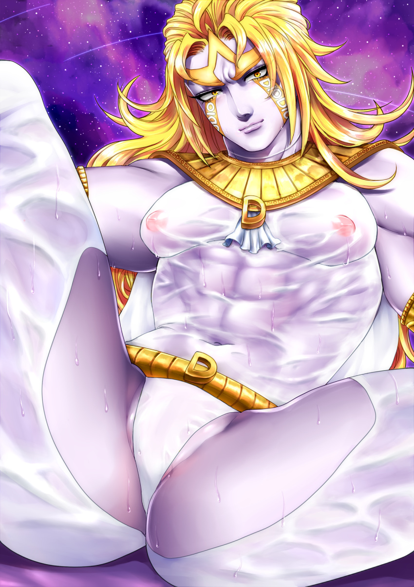 1boy dio_brando eyes_of_heaven heaven_ascension_dio jojo's_bizarre_adventure long_hair long_hair_male male male_only muscular_male solo