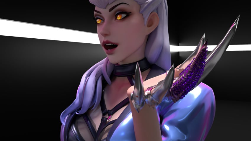 1girl 1girls 3d 3d_(artwork) accessories accessory blender blender_(software) blender_cycles claws erevos evelynn female female_only image_set jacket k/da_all_out_evelynn k/da_all_out_series league_of_legends open_mouth solo_female two_tone_hair white_hair yellow_eyes