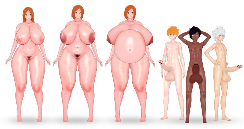 age_difference age_progression big_ass big_breasts big_penis black_nipples bleach bleach:_the_thousand-year_blood_war huge_areolae huge_ass huge_balls huge_belly huge_breasts huge_cock huge_nipples inoue_orihime kurosaki_ichigo milf pregnant shihouin_yuushirou size_difference toshiro_hitsugaya