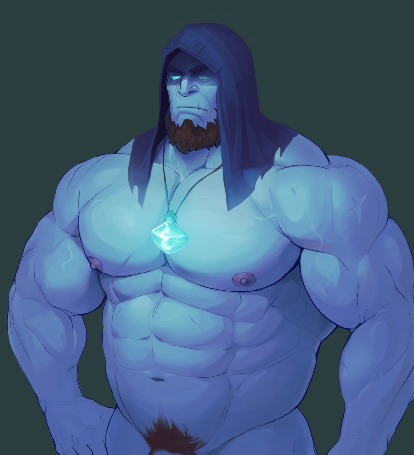 1boy bara beard glensaru league_of_legends male male_nipples male_only male_pubic_hair muscular_male nipples nude riot_games yorick