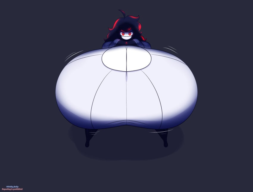 1girls big_ass big_breasts big_thighs black_hair breast_expansion breasts_bigger_than_head cleavage covered_mouth face_mask huge_ass huge_breasts huge_thighs massive_ass massive_breasts massive_thighs oddly_bally red_eyes tagme thick_thighs white_skin witness_(oddly_bally)