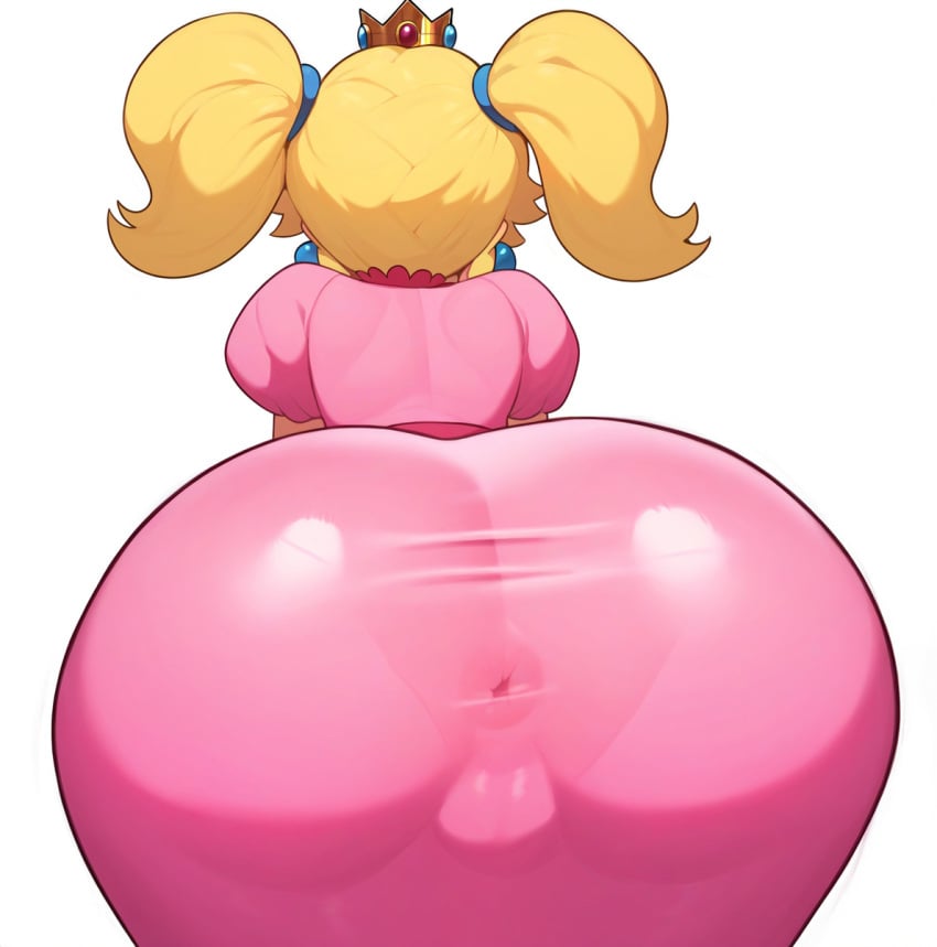 1girls ai_generated anus_visible_through_clothes big_ass big_butt blonde_hair clothed clothing dress fat_ass female female_only gigantic_ass mario_(series) nintendo pink_dress princess_peach pussy_visible_through_clothes see-through_clothing short_twintails simple_background smesh_(artist) solo tied_hair tight_clothing translucent_clothing twintails white_background