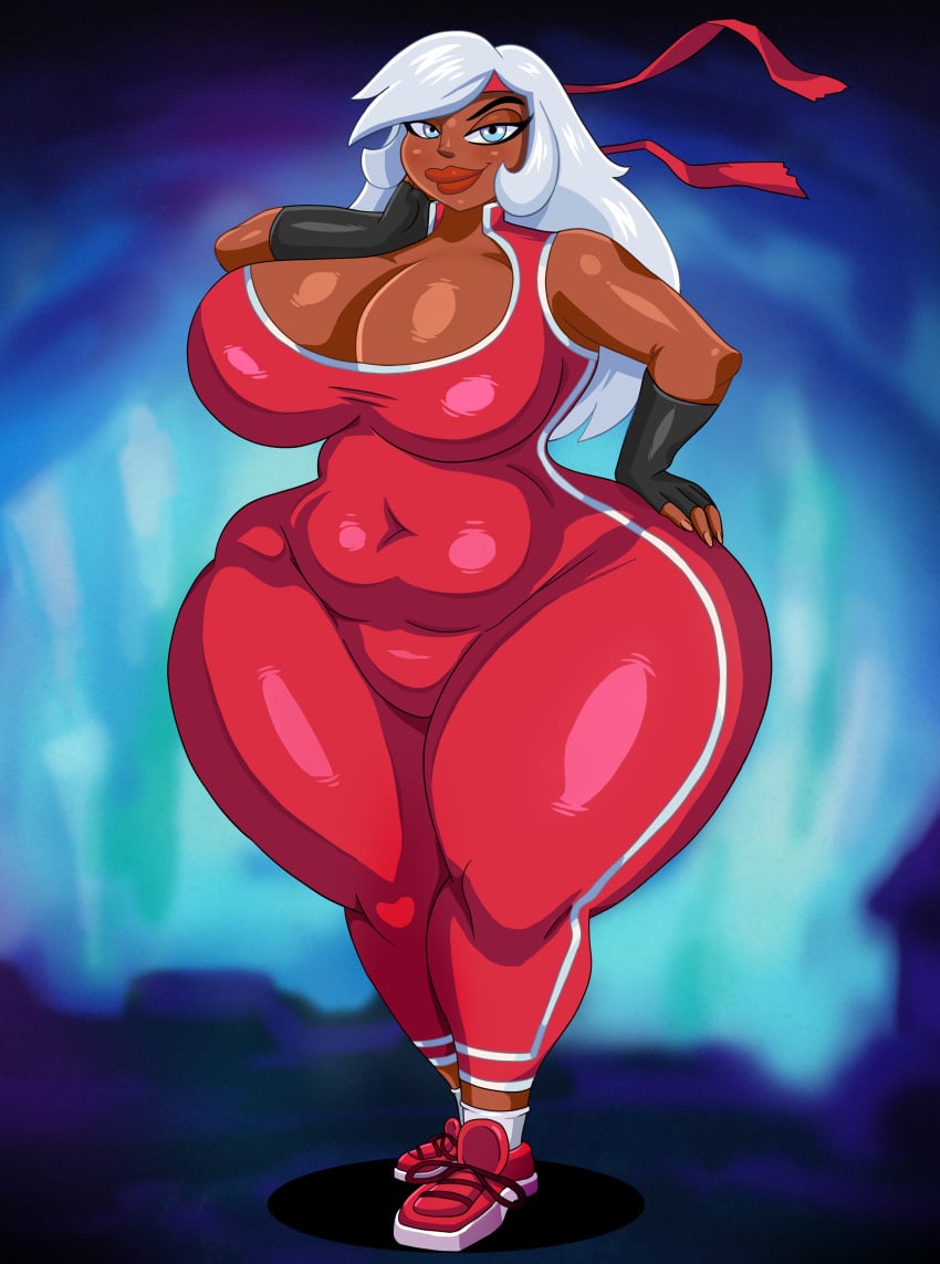 adultart_(artist) chubby female female_only fighter headband huge_ass huge_breasts human human_only kudelsa_nairma light_blue_eyes martial_artist original_character silver_hair slightly_chubby thick_thighs voluptuous wide_hips