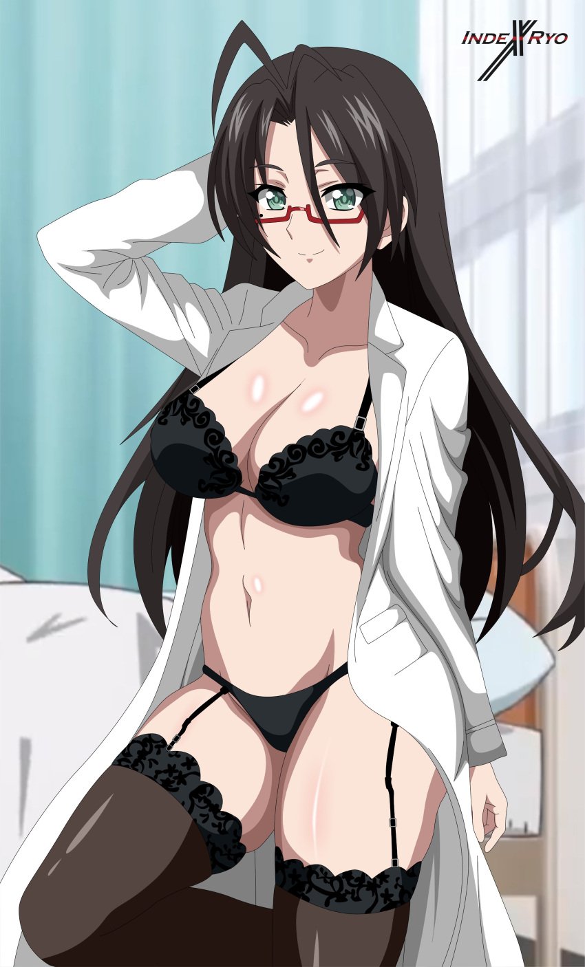 black_hair glasses hasegawa_chisato indexryo large_breasts long_hair shinmai_maou_no_testament wholesome