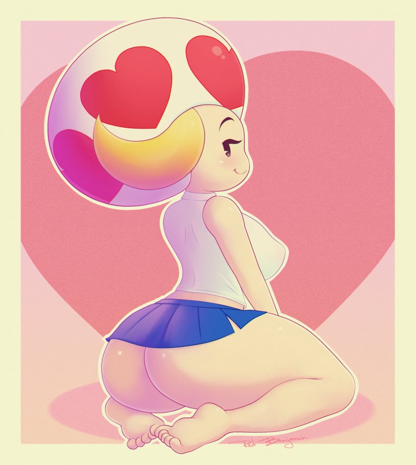 ass dat_ass female female_focus female_only mario_(series) mushroom mushroom_girl nintendo no_panties no_panties_under_skirt paper_mario redbenjamin tagme vanna_t.