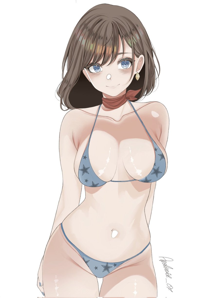 apolonia_07 bikini blue_eyes brown_hair earring gyakuten_saiban gyakuten_saiban no_background trucy_wright white_background