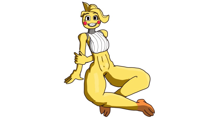 1girls 2d 2d_(artwork) animatronic slizlart toy_chica_(fnaf) yellow_body