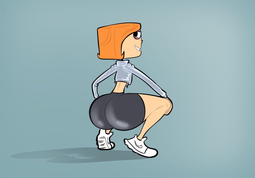 1boy 1girls 2024 big_ass black_eyes black_shorts booty_shorts cartoon_network debbie_turnbull eyeshadow female gl33zy hoodie looking_at_viewer looking_back milf orange_hair pink_eyeshadow robotboy silver_hoodie sneakers squat squatting tagme white_sneakers