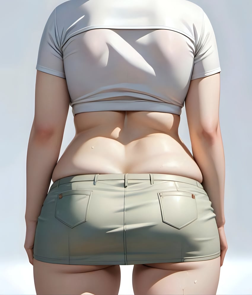 ai_generated ass ass ass_focus ass_visible_under_skirt back miniskirt myaim original_character rear_view skirt sweat tagme