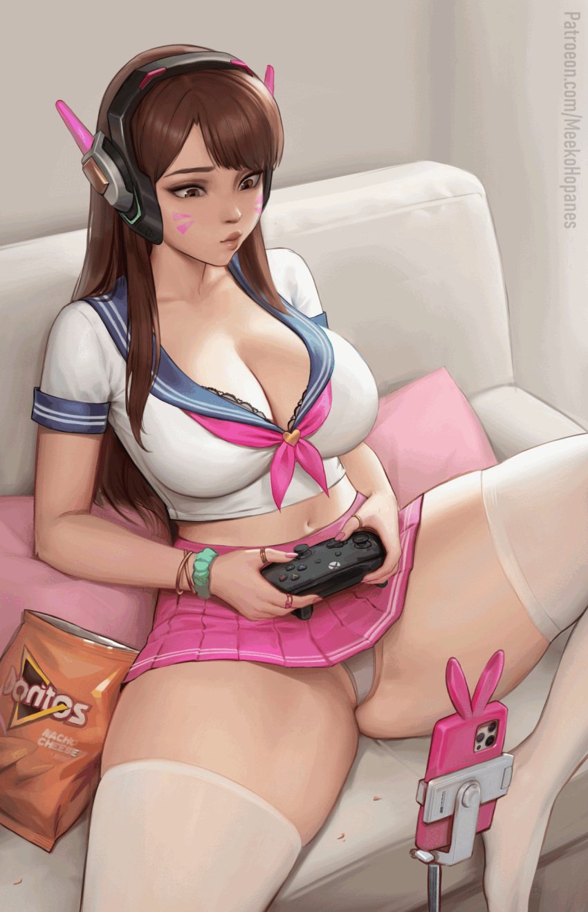 1girls accidental_exposure ahe_gao animated areolae asian asian_female ass assisted_exposure breast_grab breast_squeeze breasts brown_hair brown_hair clitoris completely_naked completely_naked_female completely_nude completely_nude_female couch d.va disappearing_clothes doritos electronics embarrassed embarrassed_nude_female enf exposed exposed_ass exposed_breasts exposed_nipples exposed_pussy female female_only forced_nudity hands_on_breasts holding_breast huge_breasts human humiliation jewelry lactation large_breasts light-skinned_female light_skin livestream livestreaming looking_pleasured magic meekohopanes naked nipples no_bra nude overwatch overwatch_2 pale_skin panties phone pussy recording_embarrassing_event school_uniform schoolgirl sitting skirt suddenly_naked televised_humiliation thighhighs thong vaginal_penetration