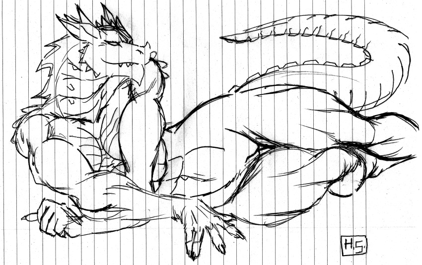 1girls anthro black_and_white breasts dragon fangs female happy harpseal horn hunk_(harpseal) lizard long_tail lying monochrome non-mammal_breasts nude pussy reptile scales scalie seductive slaythedragon snout solo spikes tail_spikes teeth thick_thighs white_eyes wide_hips