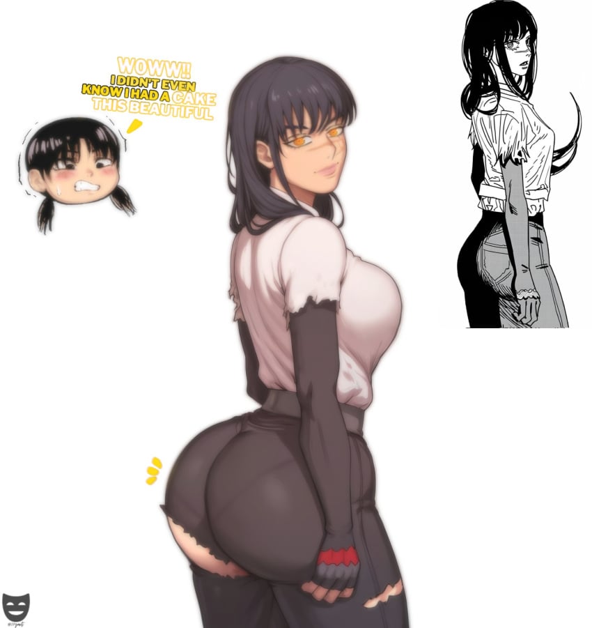 ass big_ass big_butt black_hair black_pants chainsaw_man english_text looking_at_viewer mitaka_asa tagme yoru_(chainsaw_man) z-art