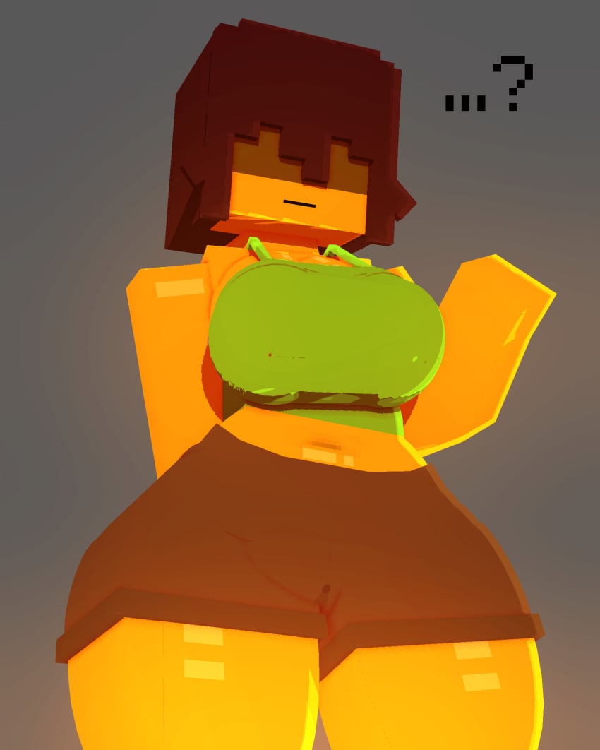 1girls 3d big_breasts bikini blush bottomless breasts coresvoid curvy curvy_body curvy_female curvy_figure deltarune digital_media_(artwork) female female_only french_fries hi_res hidden_eyes horny_female kris_(deltarune) kris_female_(deltarune) mine-imator minecraft open_mouth shadow smooth_skin solo thick_thighs thigh_highs thighs wide_hips wooden_wall