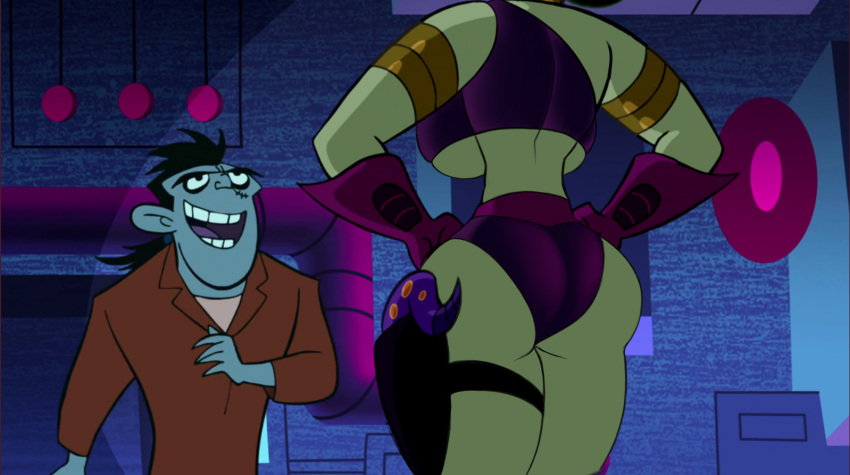 big_ass blue_skin dr._drakken green_skin kim_possible laser_gun silverfox12 third-party_edit tight_fit underboob warmonga