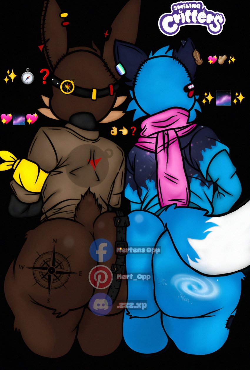 anthro anthro_on_anthro anthro_only ass_comparison big_ass big_ass_(female) big_ass_(male) big_thighs black_background blue_hoodie brown_body compass critters_(poppy_playtime) earrings emoji fanart femboy fluffy_tail fox_ears furry_only galaxy gay_flag glasses_on_head hoodie jacket long_ears mertens_opp_(artist) no_humans oc pink_scarf poppy_playtime poppy_playtime_(chapter_3) rabbit_ears rabbit_tail scarf sex shirt smiling_critters tagme yellow_scarf