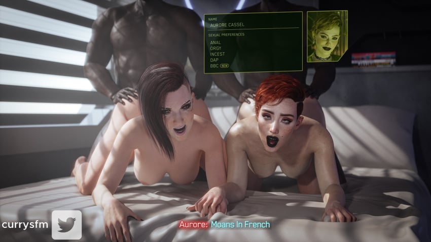 2boys 2girls 3d anal areola areolae ass ass_focus aurore_cassel big_breasts breasts completely_naked completely_naked_female completely_nude completely_nude_female currysfm cyberpunk_(series) cyberpunk_2077 cyberpunk_2077:_phantom_liberty dark-skinned_male dark_skin doggy_style female female_focus female_penetrated foursome interracial light-skinned_female light_skin male sex unseen_male_face unseen_penetration v_(cyberpunk_2077) vagina vaginal vaginal_penetration vaginal_sex valerie_(cyberpunk_2077)