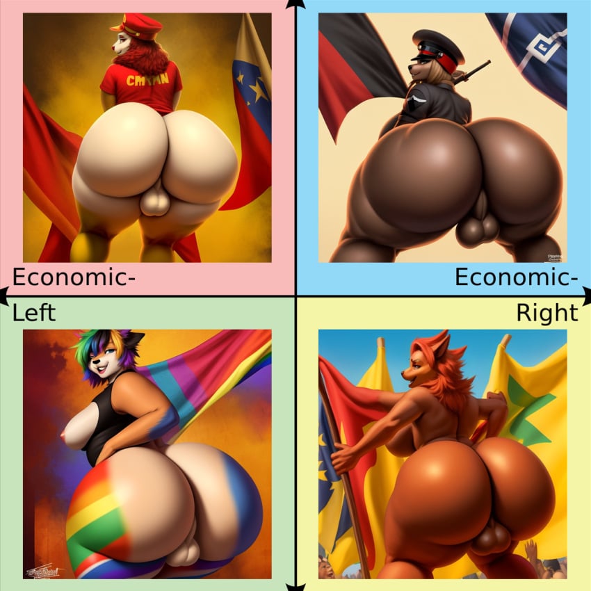 ai_generated ass balls big_ass communism flags frosting.ai furry futa_focus futanari ideologies lgbt libertarian nazi political political_compass politics