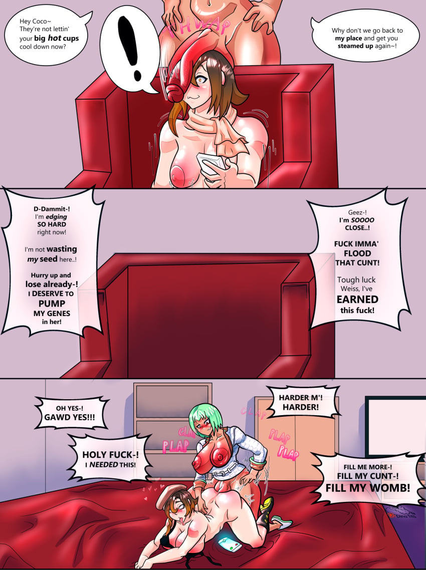 cheating coco_adel comic comic_page continuation cucked_by_futa cuckold cum_inside_request dark-skinned_futanari dinotits emerald_sustrai futa futa_on_female futanari light-skinned_female netorare netorare_to_futanari ntr penis_on_face penis_on_head rwby tagme