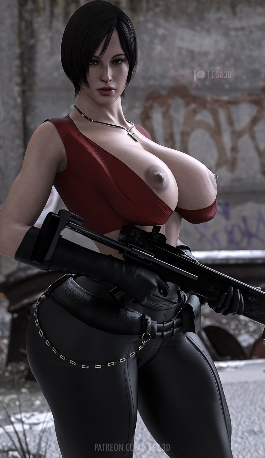 1girls 3d 3d_(artwork) abs ada_wong big_breasts black_hair blurry_background bracelet breasts cga3d choker curvaceous curvy curvy_female curvy_figure detailed_background erotichris female female_focus female_only hi_res high_resolution highres large_breasts navel navel_piercing piercing resident_evil resident_evil_6 shorts solo solo_female solo_focus voluptuous voluptuous_female wide_hips