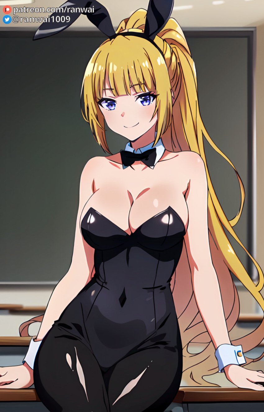 ai_generated anime bunny_girl bunnysuit classroom_of_the_elite karuizawa_kei large_breasts ranwai sitting stable_diffusion youkoso_jitsuryoku_shijou_shugi_no_kyoushitsu_e