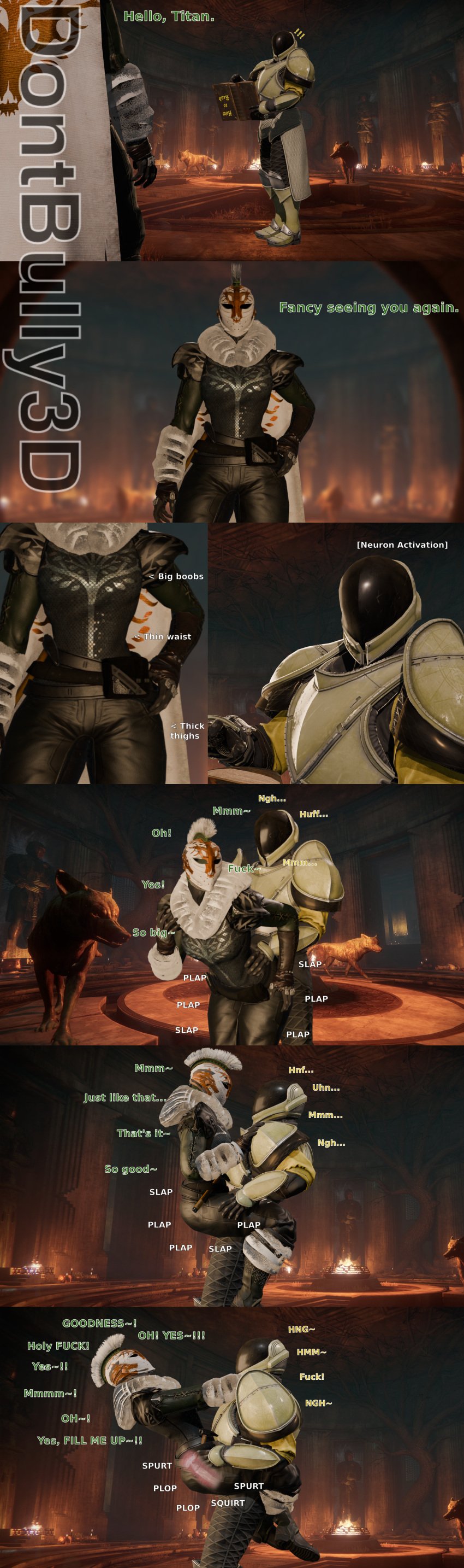 3d 3d_(artwork) armor armored_female armored_male armored_sex blender blender_(artwork) blender_(software) breasts cloak clothed clothed_female clothed_male clothed_sex comic comic_panel comic_strip cum cum_in_pussy cum_in_womb cum_inside destiny_(game) destiny_2 dialogue doggy doggy_style doggy_style doggy_style doggy_style_position doggystyle_position dont_bully_(artist) faceless_character faceless_female faceless_male fire from_behind from_behind_position funny guardian_(destiny) hands_on_ass hands_on_hips hands_on_partner hands_on_shoulders hands_on_thighs happy_sex helmet helmet_covering_face hunter_(destiny) inside lady_efrideet large_ass large_butt large_thighs legs_around_partner legs_around_waist meme_reference moaning moaning_girl moaning_in_pleasure plap plap_(sound) plapping slim_waist stand_and_carry_position standing standing_doggy_style standing_doggystyle standing_position standing_sex text text_dialogue thick thick_ass thick_thighs thin_waist titan_(destiny) womb womb_kiss x-ray