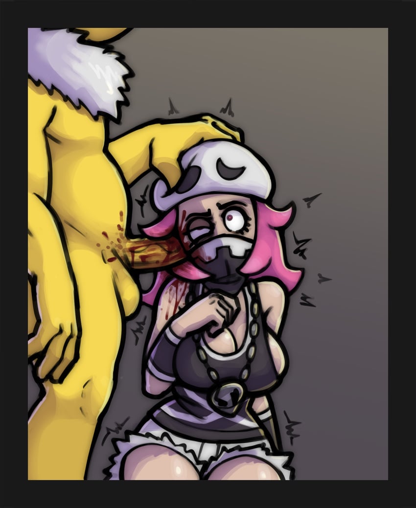 1boy 1girls blood blood_drip blood_on_face blood_on_penis blood_stain blood_trail brain_fuck breasts ear_fuck ear_penetration eye_twitch eyes_rolling_back face_mask female female_team_skull_grunt fully_clothed gore grabbing_head guro gurochanop holding_head hypno interspecies large_breasts male mask neck_tuft necklace necrophilia on_knees penis pink_eyes pink_hair pokemon pokemon_sm pokephilia rape rolling_eyes shorts skull_fucking snuff still_alive team_skull_grunt team_skull_grunt_(female) thick_thighs thighs twitching_eye zoophilia