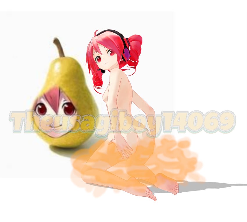 3d 3d_(artwork) ass ass_focus fart fart_cloud fart_fetish farting headphones kasane_teto meme mikumikudance mmd naked naked_female nude nude_female pearto red_eyes red_hair shitpost twintails vocaloid white_background