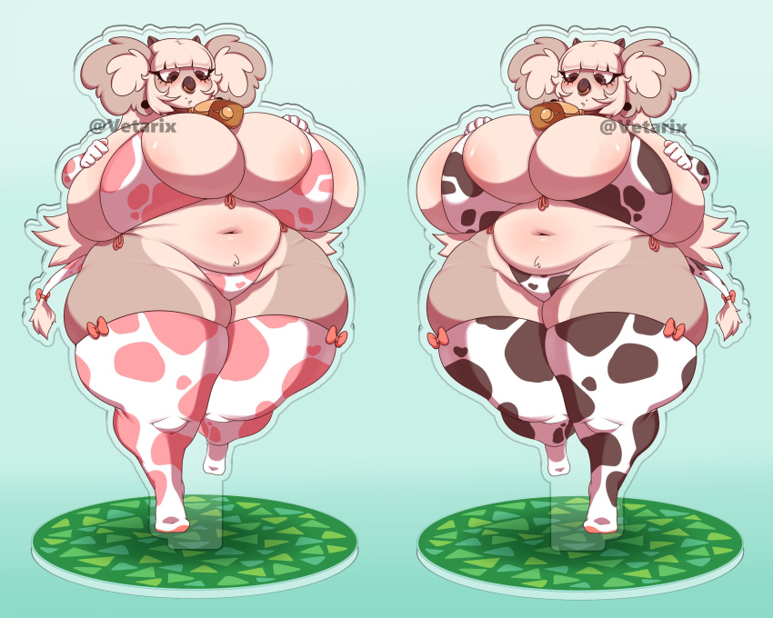 big_breasts breasts brie_(vetarix) cleavage cow_print female furry huge_breasts thick_thighs vetarix wide_hips