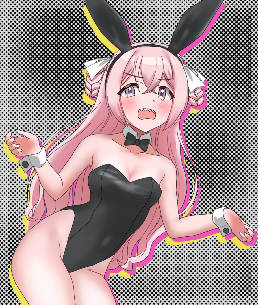 bessyo_bell blush breasts bunny_ears bunnysuit d4dj hanazono_fairy long_hair