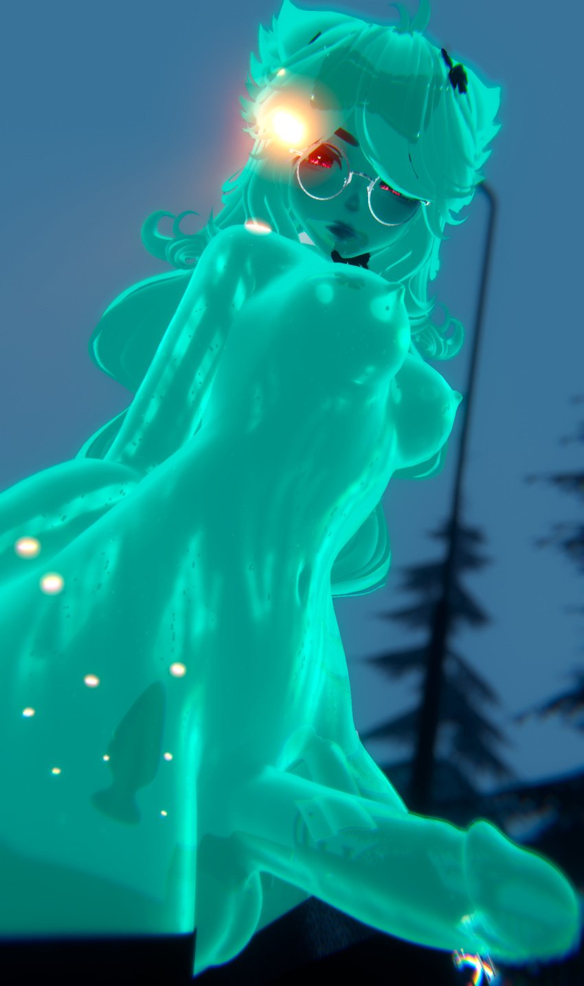 1futa 3d 3d_model buttplug content_creator futanari green_body green_hair green_nipples green_skin large_penis maxi_the_muse plug_(sex_toy) red_eyes slime slime_girl slime_monster thighhighs transparent transparent_body transparent_penis vr_media vrchat vrchat_avatar vrchat_media vrchat_model