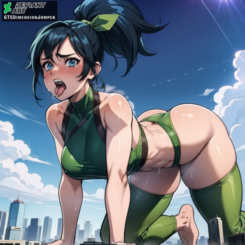 ai_generated akali bigger_female breasts giantess height_difference height_growth hips huge_ass huge_breasts huge_butt larger_female league_of_legends league_of_legends:_wild_rift macrophilia microphilia riot_games shrinking taller_female taller_girl thick_thighs voluptuous voluptuous_female