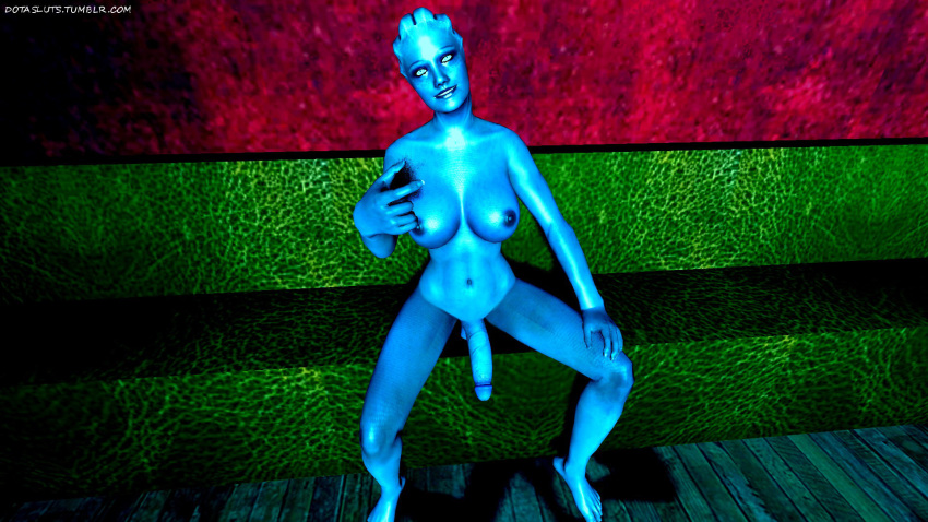 1futa 3d 3d_(artwork) asari big_breasts big_penis dotasluts futa_only futanari intersex liara_t'soni mass_effect solo