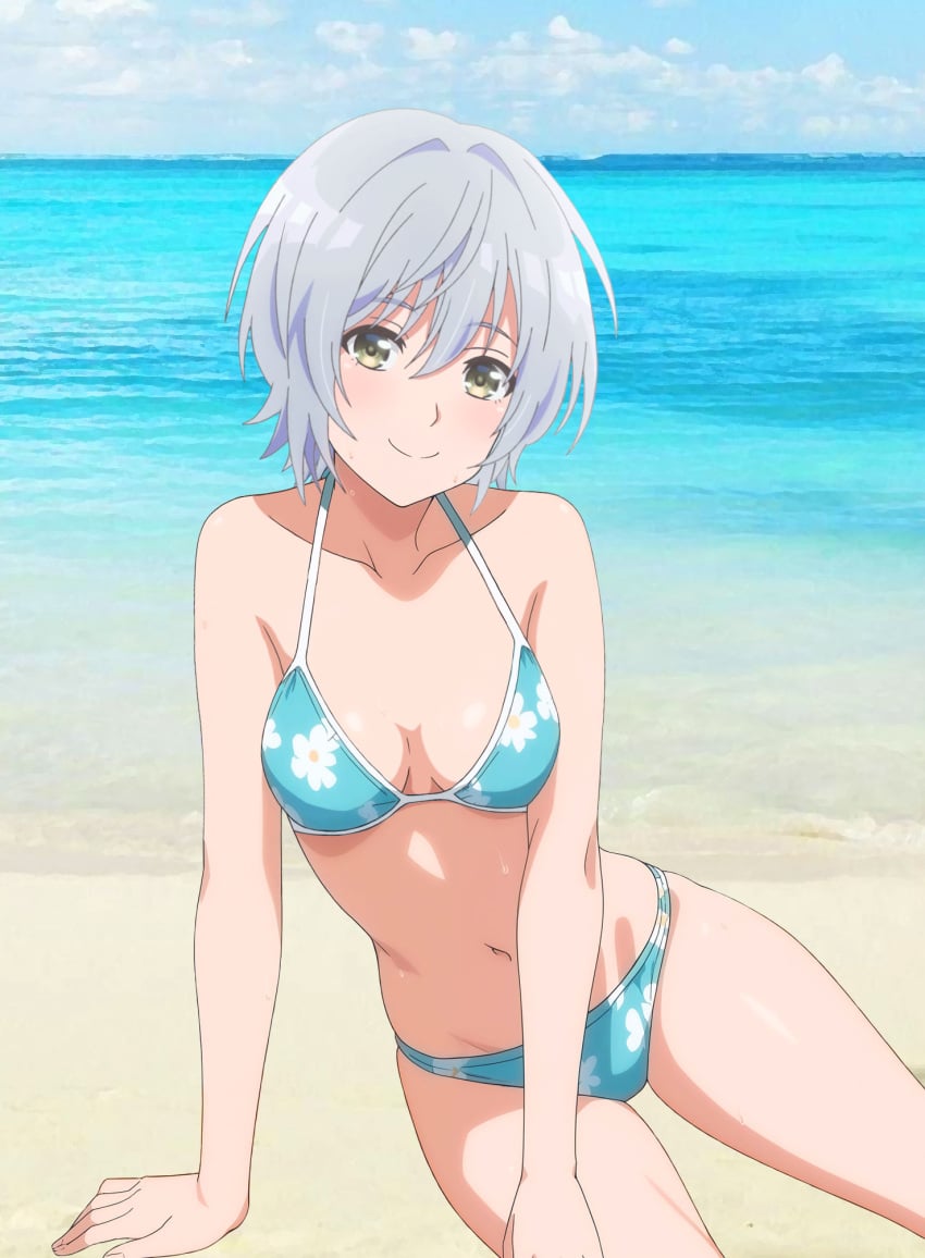 1girls alternate_version_available beach bikini female female_only jaku-chara_tomozaki-kun kikuchi_fuuka solo tagme