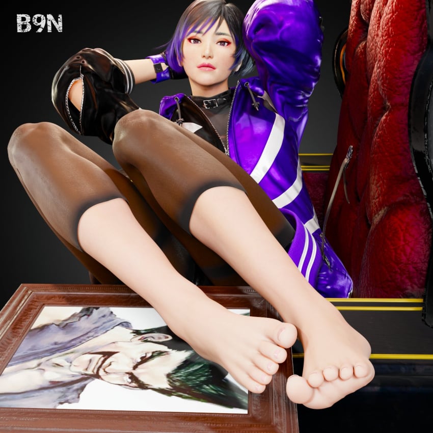 1girls b9n barefoot father_and_daughter feet female female_only foot_fetish heihachi_mishima reina_mishima tekken tekken_8 thick_thighs young_heihachi