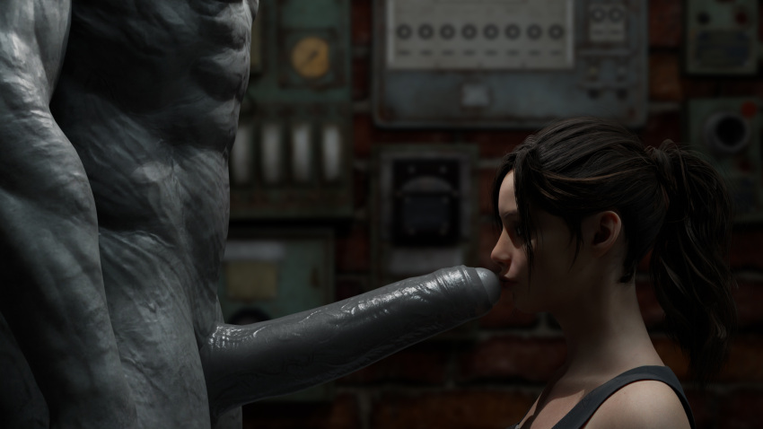 1boy 1girls 3d big_penis blender claire_redfield female kiss kissing_penis male mr_x resident_evil resident_evil_2 resident_evil_2_remake ringmaster3d straight tyrant