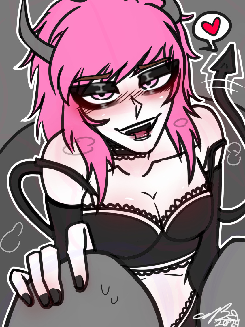 anonymous_male artist_self-insert cute_deth cute_deth(artist) cute_deth(character) emo emo_girl emogangbangz lingerie pink_eyes pink_hair pov self_insert self_upload succubus succubus_horns succubus_tail vampcubus