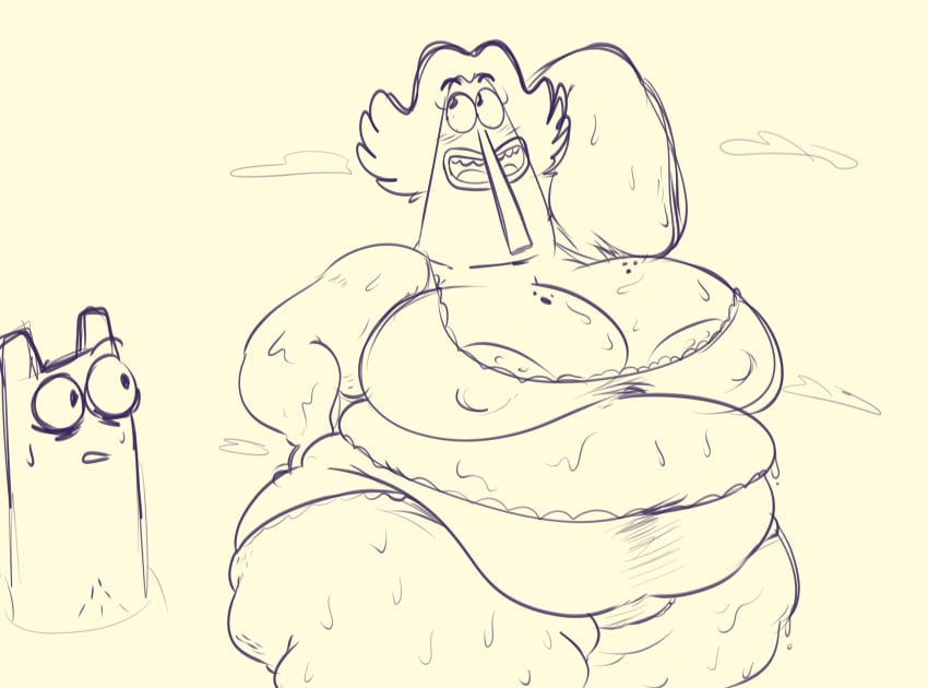 anthro bbw big_ass big_breasts cartoon_network chowder cl0wn_meat endive fat fat_woman female morbidly_obese morbidly_obese_female obese obese_female shnitzel sketch sweat