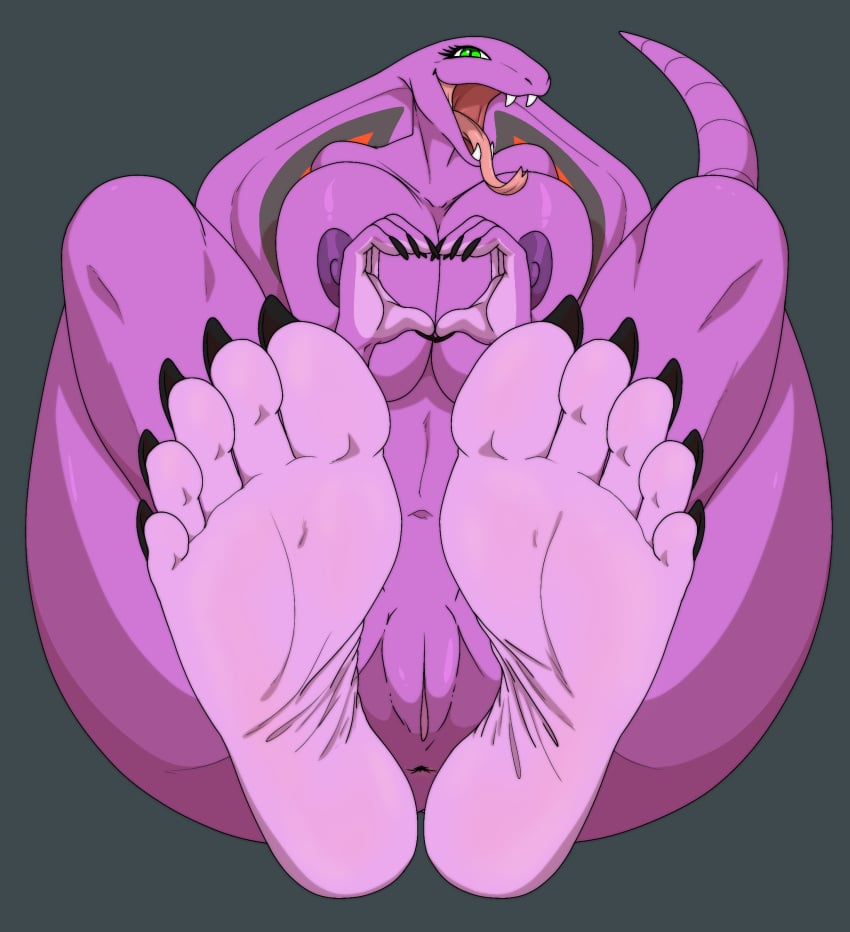 absurd_res anthro barefoot breasts digital_drawing_(artwork) digital_media_(artwork) feet female foot_fetish foot_focus foot_ninja15 genitals hi_res nintendo nipples pokemon pussy reptile scalie sebrina_arbok snake soles solo